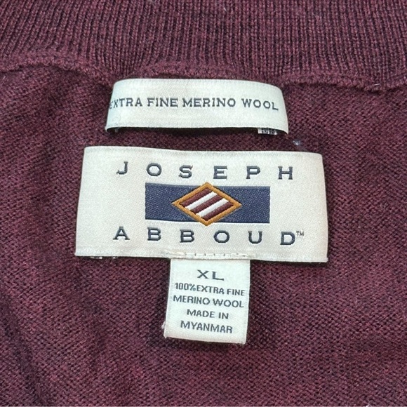 100% Extra Fine Merino Wool Sweater Men's Burgundy Zip-Up XL - Picture 4 of 8